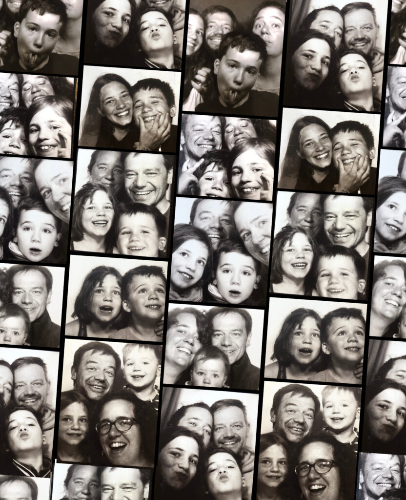 Bildercollage von uns Vieren